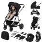Carucior 3 in 1, Lionelo, Amber, Cadru aluminiu, Cu landou intarit si salteluta moale, Cu scoica auto testata ADAC, Reversibil, Cu accesorii, Geanta parinti, Pana la 22 kg, Negru silver - 77