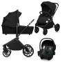 Carucior 3 in 1, Lionelo, Mika Plus, Cadru din aluminiu, Cu landou intarit si salteluta moale, Cu scoica auto testata ADAC, Reversibil, Cu sistem de ventilatie 3D, Cu accesorii, Pana la 22 kg, EN1888-1 EN1888-2 EN1466 ECE R129, Negru