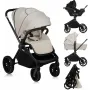 Carucior 3 in 1, Lionelo, Mika Plus, Cadru din aluminiu, Cu landou intarit si salteluta moale, Cu scoica auto testata ADAC, Reversibil, Cu sistem de ventilatie 3D, Cu accesorii, Pana la 22 kg, EN1888-1 EN1888-2 EN1466 ECE R129, Bej - 4