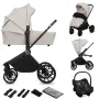 Carucior 3 in 1, Lionelo, Mika Plus, Cadru din aluminiu, Cu landou intarit si salteluta moale, Cu scoica auto testata ADAC, Reversibil, Cu sistem de ventilatie 3D, Cu accesorii, Pana la 22 kg, EN1888-1 EN1888-2 EN1466 ECE R129, Bej - 48