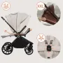 Carucior 3 in 1, Lionelo, Mika Plus, Cadru din aluminiu, Cu landou intarit si salteluta moale, Cu scoica auto testata ADAC, Reversibil, Cu sistem de ventilatie 3D, Cu accesorii, Pana la 22 kg, EN1888-1 EN1888-2 EN1466 ECE R129, Bej - 55