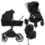Carucior 4 in 1, Lionelo, Mika Plus, Cu scoica auto Moxie Black Carbon cu baza rotativa 360, Reversibil, Cu sistem de ventilatie 3D, Cu accesorii, Pana la 22 kg, EN1888-1 EN1888-2 EN1466 ECE R129, Negru