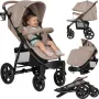 Carucior sport, Lionelo, Annet Plus, De la nastere, Cu accesorii si capotina XXL reglabila, 0 - 22 Kg, Conform cu standardele europene de securitate EN1888-1 si EN1888-2, Bej - 3