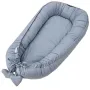Cosulet bebelus, Feedo, Pentru dormit, joaca, protectie in patut, Baby Nest 90x60 cm, Din bumbac 100%, Design cu inimioare, Albastru