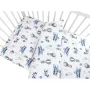 Lenjerie patut cu 5 piese, MimiNu, Cu cearceaf 120x60 cm, Pilota, Pernuta, 2 aparatori, Din bumbac certificat Oeko Tex Standard 100, Blue Plane - 3