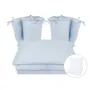 Lenjerie patut cu 6 piese, MimiNu, Pentru patut 120x60 cm, Cu volanase, Cu pilota si perna, Cu doua aparatori laterale, Din bumbac certificat Oeko Tex Standard 100, Colectia Royal, Blue