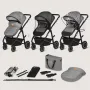 Carucior 3 in 1, Lionelo, Bianka, Transformabil, Cadru aluminiu, Cu landou si salteluta moale, Cu scoica auto, Cu multiple accesorii, Sustine 22 kg, 0 luni+, EN1466:2014+AC:2015, EN1888, Gri - 34