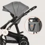 Carucior 3 in 1, Lionelo, Bianka, Transformabil, Cadru aluminiu, Cu landou si salteluta moale, Cu scoica auto, Cu multiple accesorii, Sustine 22 kg, 0 luni+, EN1466:2014+AC:2015, EN1888, Gri - 37