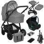 Carucior 3 in 1, Lionelo, Bianka, Transformabil, Cadru aluminiu, Cu landou si salteluta moale, Cu scoica auto, Cu multiple accesorii, Sustine 22 kg, 0 luni+, EN1466:2014+AC:2015, EN1888, Gri - 3