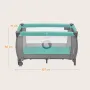 Patut pliant, Lionelo, Sven Plus, 120x60 cm, Cu doua nivele, Cu arcada jucarii, masuta de infasat, vibratii, melodii, conform cu standardele europeane de securitate EN716 si EN12221, Turcoaz/Gri - 24