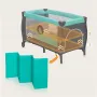 Patut pliant, Lionelo, Sven Plus, 120x60 cm, Cu doua nivele, Cu arcada jucarii, masuta de infasat, vibratii, melodii, conform cu standardele europeane de securitate EN716 si EN12221, Turcoaz/Gri - 15