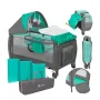 Patut pliant, Lionelo, Sven Plus, 120x60 cm, Cu doua nivele, Cu arcada jucarii, masuta de infasat, vibratii, melodii, conform cu standardele europeane de securitate EN716 si EN12221, Turcoaz/Gri - 5