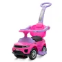 Masinuta de impins, Baby Mix, Plus, Scaun din piele ecologica, Cu maner de impins detasabil, Cu protectii laterale, Cu melodii si claxon, Cu suport jucarii sub sezut, Pink - 1