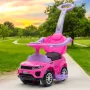 Masinuta de impins, Baby Mix, Plus, Scaun din piele ecologica, Cu maner de impins detasabil, Cu protectii laterale, Cu melodii si claxon, Cu suport jucarii sub sezut, Pink - 3