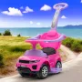 Masinuta de impins, Baby Mix, Plus, Scaun din piele ecologica, Cu maner de impins detasabil, Cu protectii laterale, Cu melodii si claxon, Cu suport jucarii sub sezut, Pink - 4