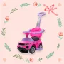 Masinuta de impins, Baby Mix, Plus, Scaun din piele ecologica, Cu maner de impins detasabil, Cu protectii laterale, Cu melodii si claxon, Cu suport jucarii sub sezut, Pink - 5