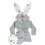 Halat de baie, MimiNu, Cu urechi, 2 - 5 ani, Moale, Cu buzunare, Cu cordon, Din bumbac si thermo fleece, Materiale certificate Oeko Tex Standard 100, Forest Friends Mint - 1