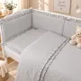Lenjerie patut cu 3 piese, MimiNu, Pentru patut 120x60 cm, Cu volanase, Cu protectie laterala, Din bumbac certificat Oeko Tex Standard 100, Colectia Royal, Grey - 2