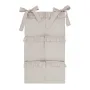 Organizator pentru patut, MimiNu, Din bumbac certificat Oeko Tex Standard 100, Cu 6 compartimente, Doua panglici, 70x40 cm, Cu volanase, Colectia Royal Beige