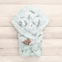 Paturica de infasat, MimiNu, Multifunctionala, Cu volanase, Cu inchidere cu panglica si arici velcro, Dimensiune 75x75 cm, Din bumbac certificat Oeko Tex Standard 100, Lulu Natural/Mint - 2