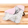 Paturica calduroasa de infasat, MimiNu, Pentru scoica, scaun auto/carucior, Cu gluga si urechi, Cu sistem de prindere pe baza de velcro, Dimensiune 90x90 cm, Din tesatura pufoasa Minky + Bumbac, Materiale certificate Oeko Tex Standard 100, Sweet Deer Pink - 2