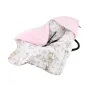 Paturica calduroasa de infasat, MimiNu, Pentru scoica, scaun auto/carucior, Cu gluga si urechi, Cu sistem de prindere pe baza de velcro, Dimensiune 90x90 cm, Din tesatura pufoasa Minky + Bumbac, Materiale certificate Oeko Tex Standard 100, Sweet Deer Pink - 1