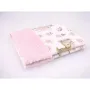 Paturica pufoasa, MimiNu, Cu doua fete, Dimensiune 75x100 cm, Din tesatura Minky si bumbac, Materiale certificate Oeko Tex Standard 100, Sweet Deer Pink  - 2
