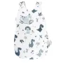 Sac de dormit, MimiNu, Pentru bebelusi, De iarna, Din bumbac certificat Oeko Tex Standard 100, Cu fermoar lateral, Cu capse pe umar, 70 cm, 0 - 6 luni, 2.5 Tog, Dino Granat - 1