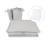Lenjerie patut cu 5 piese, MimiNu, Pentru patut 120x60 cm, Cu volanase, Cu pilota si perna, Din bumbac certificat Oeko Tex Standard 100, Colectia Royal, Grey