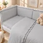 Lenjerie patut cu 5 piese, MimiNu, Pentru patut 120x60 cm, Cu volanase, Cu pilota si perna, Din bumbac certificat Oeko Tex Standard 100, Colectia Royal, Grey - 2