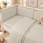 Lenjerie patut cu 5 piese, MimiNu, Pentru patut 120x60 cm, Cu volanase, Cu pilota si perna, Din bumbac certificat Oeko Tex Standard 100, Colectia Royal, Beige - 2