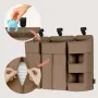 Organizator multifunctional, Lionelo, Sidepocket L, 58x11x58 cm, 3 parti independente cu multiple buzunare, Universal, Constructie ranforsata, Bej - 13