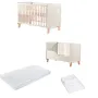 Pachet Patut din lemn bebe, 120x60 cm, Transformabil, FreeON, Ava, Saltea 120x60x12 cm si protectie impermeabila - 1