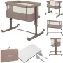Patut co-sleeper, Lionelo, Aurora, 3 in 1, Cu leganare si setare unghiulara, Saltea cu densitate T25 si geanta transport, Reglabil in 5 pozitii pe inaltime, Pana la 9 kg, 0 luni+, 85x60x66 cm, EN 1130:2019+AC:2020, EN 16890:2, Bej Taupe - 3