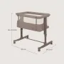 Patut co-sleeper, Lionelo, Aurora, 3 in 1, Cu leganare si setare unghiulara, Saltea cu densitate T25 si geanta transport, Reglabil in 5 pozitii pe inaltime, Pana la 9 kg, 0 luni+, 85x60x66 cm, EN 1130:2019+AC:2020, EN 16890:2, Bej Taupe - 16