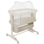 Patut co-sleeper, Lionelo, Jodie, Multifunctional, Reglabil in 6 pozitii pe inaltime, Saltea cu densitate T25, Functie de leganare, Cu plasa de tantari, Buzunar depozitare, Geanta transport,  84x48x70-80 cm, Bej