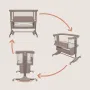 Patut co-sleeper, Lionelo, Jodie, Multifunctional, Reglabil in 6 pozitii pe inaltime, Saltea cu densitate T25, Functie de leganare, Cu plasa de tantari, Buzunar depozitare, Geanta transport,  84x48x70-80 cm, Taupe - 5