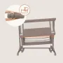 Patut co-sleeper, Lionelo, Jodie, Multifunctional, Reglabil in 6 pozitii pe inaltime, Saltea cu densitate T25, Functie de leganare, Cu plasa de tantari, Buzunar depozitare, Geanta transport,  84x48x70-80 cm, Taupe - 25