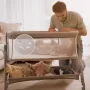 Patut co-sleeper, Lionelo, Luna, 2 in 1, Cu laterala culisanta, Cu setare unghiulara, Cu roti, Reglabil in 6 pozitii pe inaltime, Bej inchis - 16