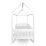 Patut tip casuta din lemn junior, 160x80 cm, Pana la 70 Kg, Cu bariera de protectie, Conform cu EN 716-1:2008, EN 716-2:2008, New Baby, Castello, White - 7