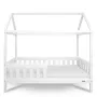 Patut tip casuta din lemn junior, 160x80 cm, Pana la 70 Kg, Cu bariera de protectie, Conform cu EN 716-1:2008, EN 716-2:2008, New Baby, Castello, White - 10