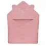 Prosop de baie, Lionelo, Cu gluga, Din muselina, 100% bumbac, 80x80 cm, Absorbtie eficienta, Roz