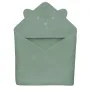 Prosop de baie, Lionelo, Cu gluga, Din muselina, 100% bumbac, 80x80 cm, Absorbtie eficienta, Verde