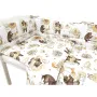 Lenjerie patut 3 piese, Qmini, Pentru patut 120x60 cm, Cu protectie laterala, Din bumbac certificat Oeko Tex Standard 100, Teddy Bear and Friends Beige - 3