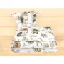 Lenjerie patut 3 piese, Qmini, Pentru patut 120x60 cm, Cu protectie laterala, Din bumbac certificat Oeko Tex Standard 100, Teddy Bear and Friends Beige - 2