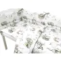 Lenjerie patut 3 piese, Qmini, Pentru patut 140x70 cm, Cu protectie laterala, Din bumbac certificat Oeko Tex Standard 100, Elephants on Rainbow - 3