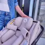 Scoica auto, Lionelo, Moxie, i-Size, Include baza rotativa 360 cu picior de fixare, 40-87 cm, Tetiera reglabila, intarita cu spuma de memorie, Carcasa ventilata, Din bambus, Protectie avansata, Conform R129, Mov - 30