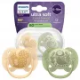 Set 2 suzete, Philips Avent, Colectia Ultra Soft , Ortodontice, Fara BPA, Cu disc flexibil, Pentru pielea sensibila a bebelusului, 6-18 luni, Cu model, Galben/Verde - 2