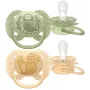 Set 2 suzete, Philips Avent, Colectia Ultra Soft , Ortodontice, Fara BPA, Cu disc flexibil, Pentru pielea sensibila a bebelusului, 6-18 luni, Cu model, Galben/Verde - 1