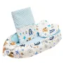 Set 3 piese, New Baby, Luxury, Baby Nest cu doua fete, Cu paturica si pernuta in forma de inima, Minky Bears Blue - 1
